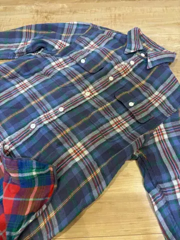 랄프 로렌 체크 무늬 긴팔 플란넬 셔츠 두꺼운 원단 겨울용