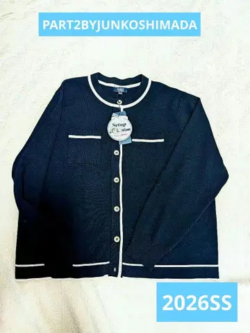 미사용 새상품 PART2 JUNKOSHIMADA 가디건 네이비 x 화이트