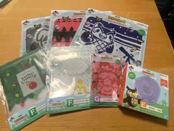 반다이 제일복권 동물의 숲 소접시 핸드 타월 지퍼백