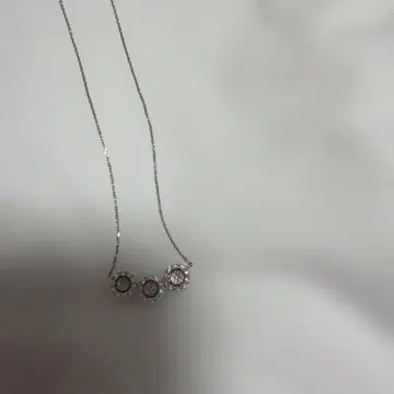 핑크 스피넬 실버 목걸이