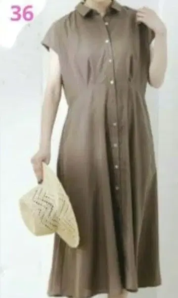 F by ROSSO 이지케어 프렌치 셔츠 원피스 모카 36