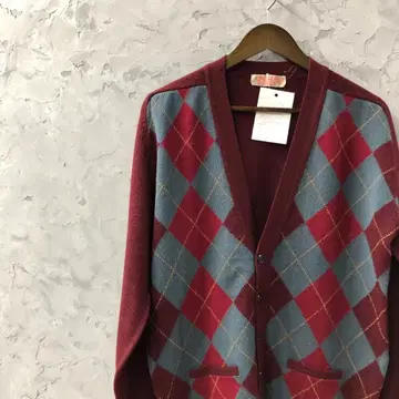 90s JAEGER 아가일 무늬 가디건 스코틀랜드제 니트