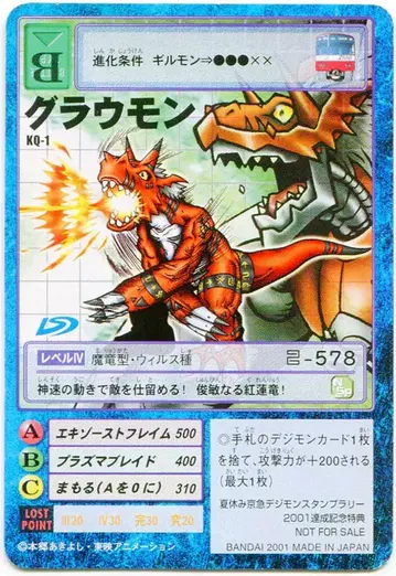 반다이 구 디지몬 TCG 프로모 그라우몬 KQ-1
