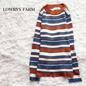 로리즈팜 배색 보더 리브 니트 스웨터 긴팔 핏 캐주얼