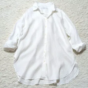 프레임워크 린넨 오버 셔츠 화이트 와이드