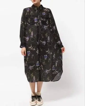 RNA 카우걸 프린트 롱 기장 셔츠 원피스 F 사이즈