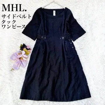 [좋은 실루엣] MHL. 사이드 벨트 턱 원피스 반소매 A라인