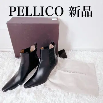 새상품 PELLICO 펠리코 사이드 고어 숏 부츠 23cm 블랙
