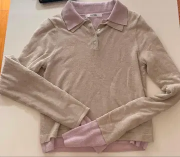 SNIDEL Sustainable 레이어드 폴로 니트 풀오버 LBEG