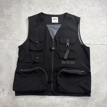 새상품급 ZARA 블랙 낚시용 조끼 유틸리티 베스트 블랙 M