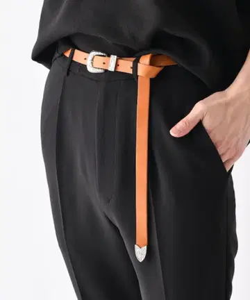 Lui's 루이스 웨스턴 롱 내로우 벨트 브라운