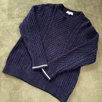 B:MING by BEAMS 네이비 케이블 짜임 스웨터 L