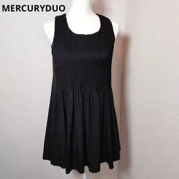 [ 머큐리 듀오 ] 플리츠 슬리브리스 원피스 블랙 시크
