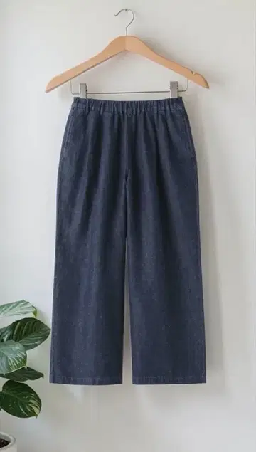 무인양품 코튼 린넨 데님 이지 와이드 팬츠 다크 네이비 L