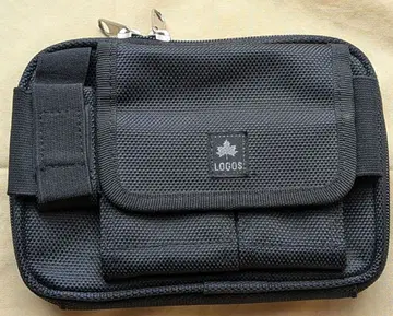 LOGOS 블랙 메쉬 파우치 카라비너 포함