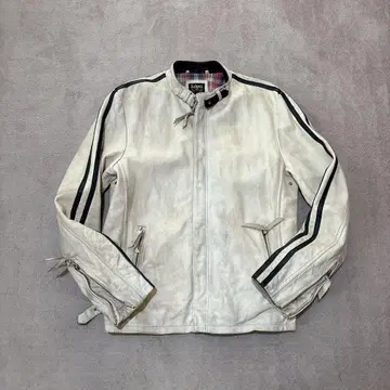 Schott 더티 가공 싱글 라이더 가죽 자켓 화이트 L