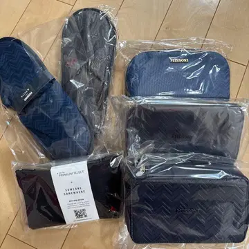 델타항공 어메니티 MISSONI 트래블 파우치 세트 네이비 슬리퍼