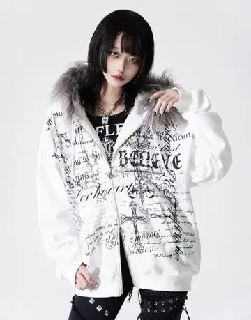 [ REFLEM ] 퍼 타이포 ZIP 후디/지퍼 후드티