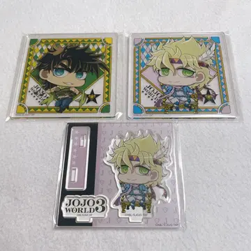 죠죠의 기묘한 모험 죠셉 시저 죠죠와 3 아크릴 스탠드 코스터