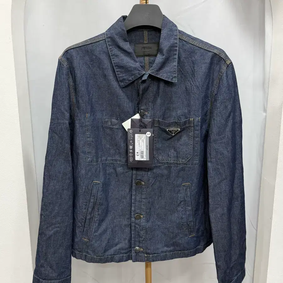 XL] Prada Men's 25ss Chevron Blouson Denim Shirt Jacket Black