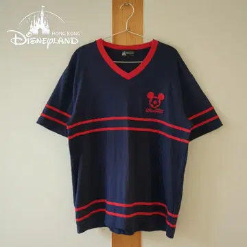 홍콩 디즈니 미키 자수 게임 셔츠 XL 네이비