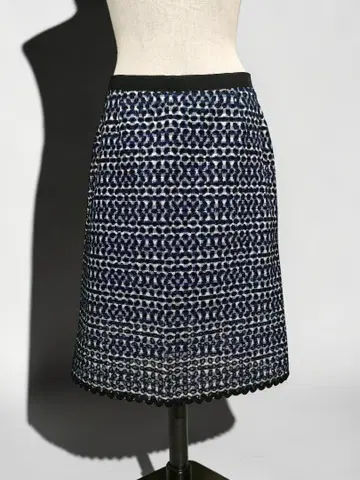 sacai luck 깅엄 체크 컷워크 자수 스커트