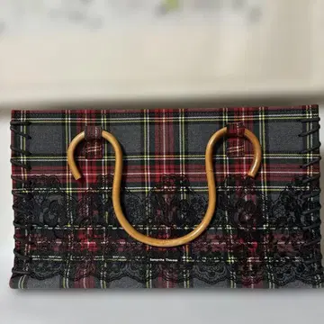 Samantha Thavasa 체크 무늬 대나무 토트백