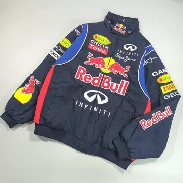 레드불 레이싱 자켓 블루종 로고 와펜 자수 M