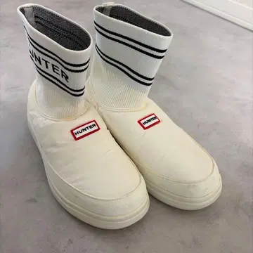 HUNTER 화이트 스니커즈 타입 부츠