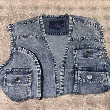 빈티지 FANSIDA 데님 낚시용 조끼 Y2K M