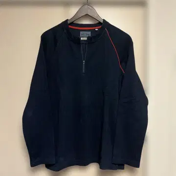 BLUE BLUE JAPAN 네이비 하프 지퍼 긴팔 티셔츠 사이즈 2