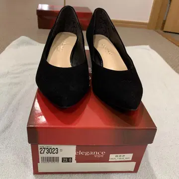 블랙 스웨이드 히미코 elegance 스틸레토 펌프스 23.5cm