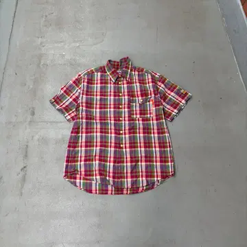 90s MIKIHOUSE MEN'S 체크 반팔 셔츠 와펜 남성용