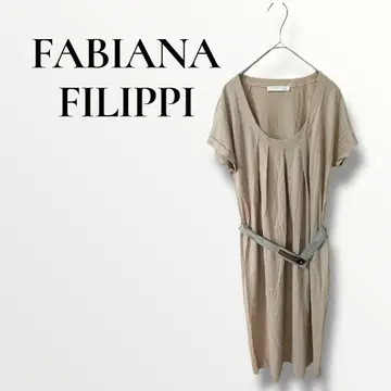 파비아나 필리피 핑크 베이지 반팔 무릎 기장 원피스 벨트 포함