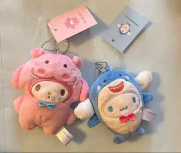 새상품 봉제 마스코트 홀더 뒤집어쓴 동물 시나모롤 상어 마이멜로디