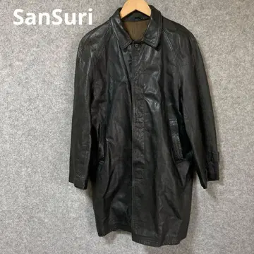 SanSuri 333 블랙 가죽 트렌치코트