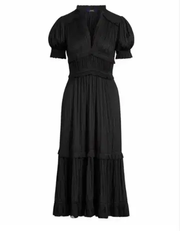 랄프 로렌 플리츠 새틴 드레스 M 블랙