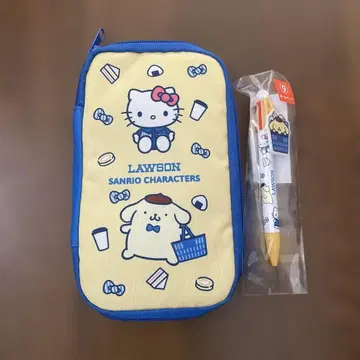 로손 산리오 콜라보 폼폼푸딩 펜 & 키티 폼폼 파우치 세트