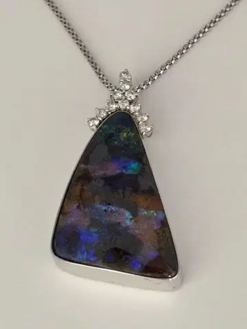 천연 오팔 다이아 장식 펜던트 목걸이