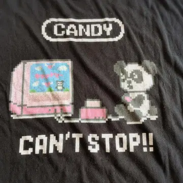 CANDY STRIPPER 픽셀 아트 T셔츠 블랙 팬더 2