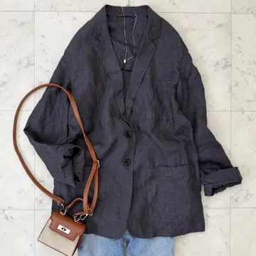 새상품급 마가렛호웰 린넨 테일러드 자켓 S 차콜 그레이