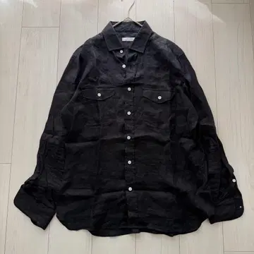 새상품급 아르코디오 린넨 100 가슴 플랩 포켓 린넨 블랙 L