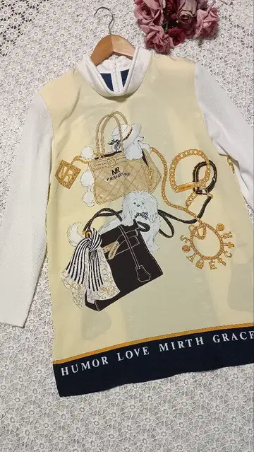 빈티지 빈티지 백과 강아지 패턴 스카프 무늬 상의 쇼와 레트로