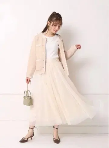 2 Way 튤 x 레이스 롱 스커트 ( 오프화이트 )