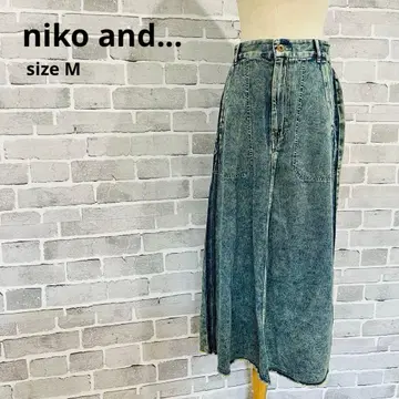 니코앤드 데님 스커트 롱 M 케미컬 워시 타이트 C320