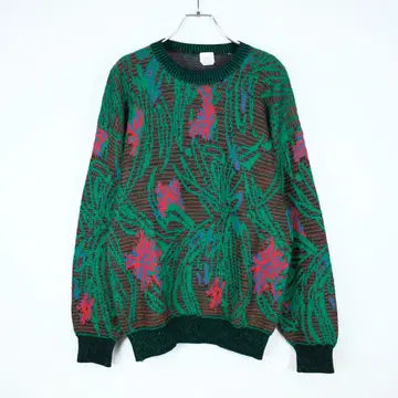 1980s 이탈리아제 빈티지 올 패턴 울 혼방 니트 스웨터
