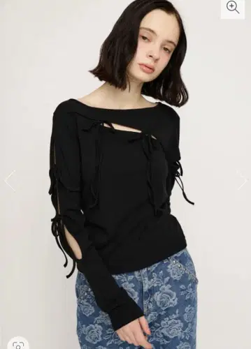 택 포함 미사용 새상품 SLY CUT OUT RIBBON 상의