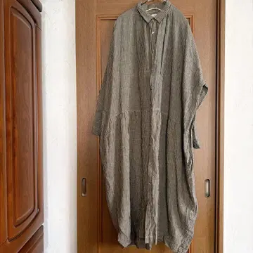ichi antiques 동취 린넨 셔츠 원피스 깅엄