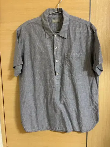 MARGARET HOWELL 반팔 셔츠 L 사이즈 스트라이프 코튼 린넨