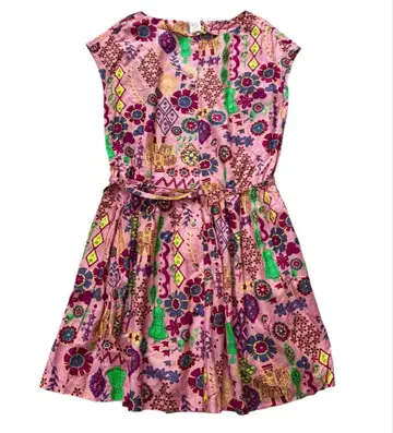 뷔르데사봉 올 패턴 원피스 핑크 계열 꽃무늬 레트로 북유럽 스타일